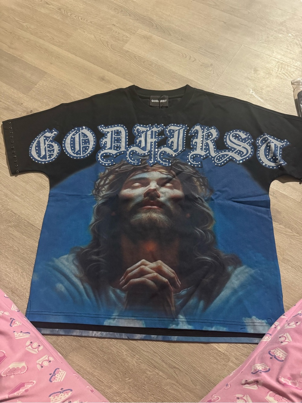 God First Black & Blue Graphic Prayer Tee